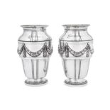 A pair of early 20th century French 950 standard silver vases, Paris circa 1900 by Boin Taburet