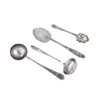 Four mid-20th century Iranian (Persian) silver serving implements, Isfahan circa 1940