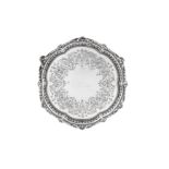 A Victorian sterling silver waiter or small salver, London 1872 by Robert Harper