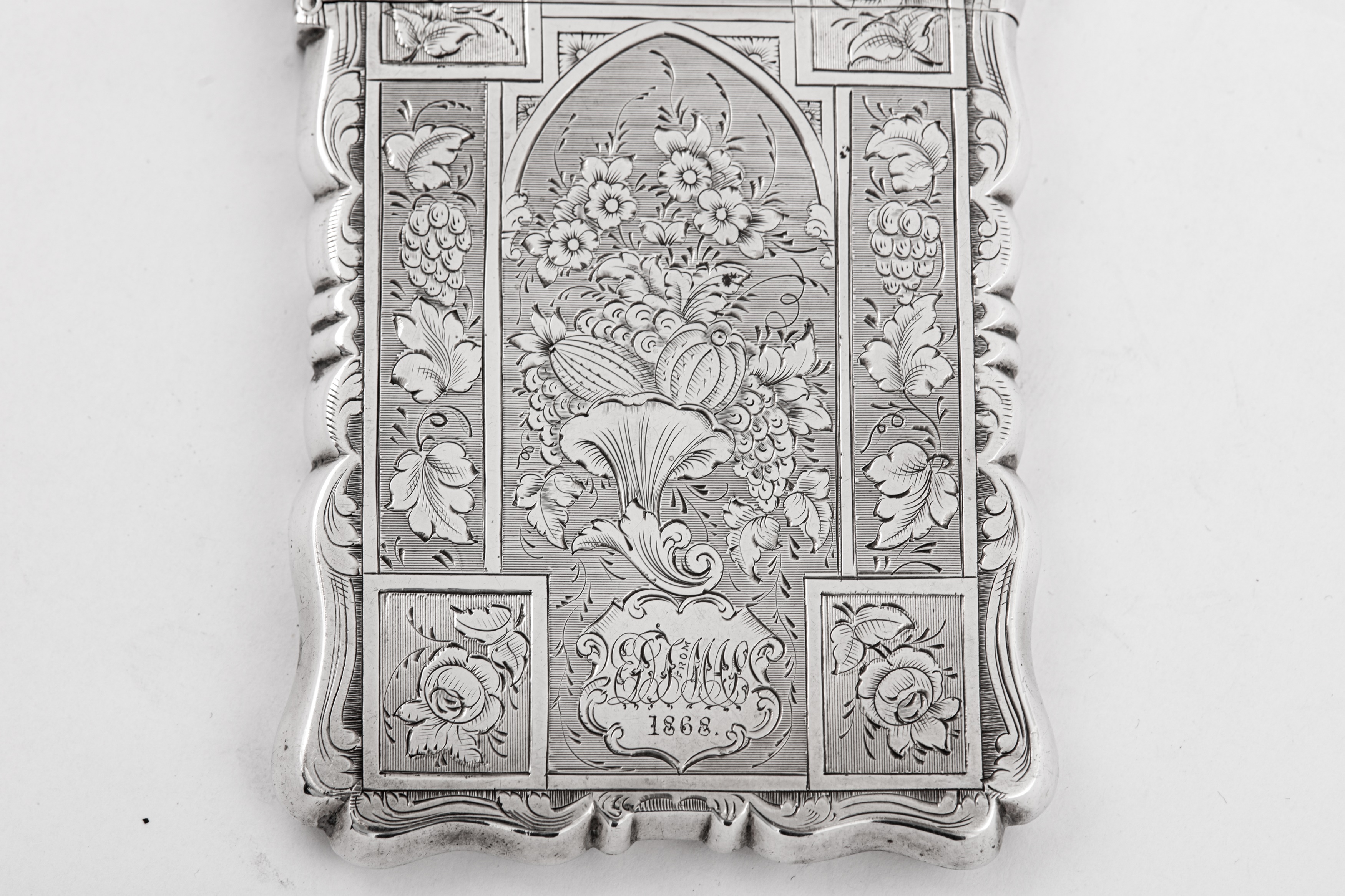 A Victorian sterling silver card case, Birmingham 1860 by Alfred Taylor - Image 3 of 4