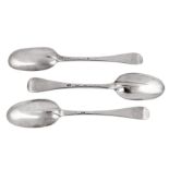 Three George I Britannia standard silver tablespoons, London 1718 by Isaac Davenport (reg. April