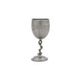 A late 19th century Anglo - Indian unmarked silver goblet, Kashmir circa 1890
