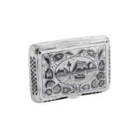 An early 20th century Iraqi unmarked silver and niello snuff or tobacco box, Nasiriyah circa 1910