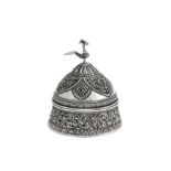 An early 20th century Ceylonese (Sri Lankan) unmarked silver tobacco jar or betel box, probably Kand