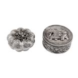 An early to mid-20th century Cambodian unmarked silver and filigree box, circa 1930-50