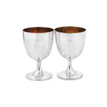 A pair of Victorian sterling silver goblets, London 1868/69 by Benjamin Stephens