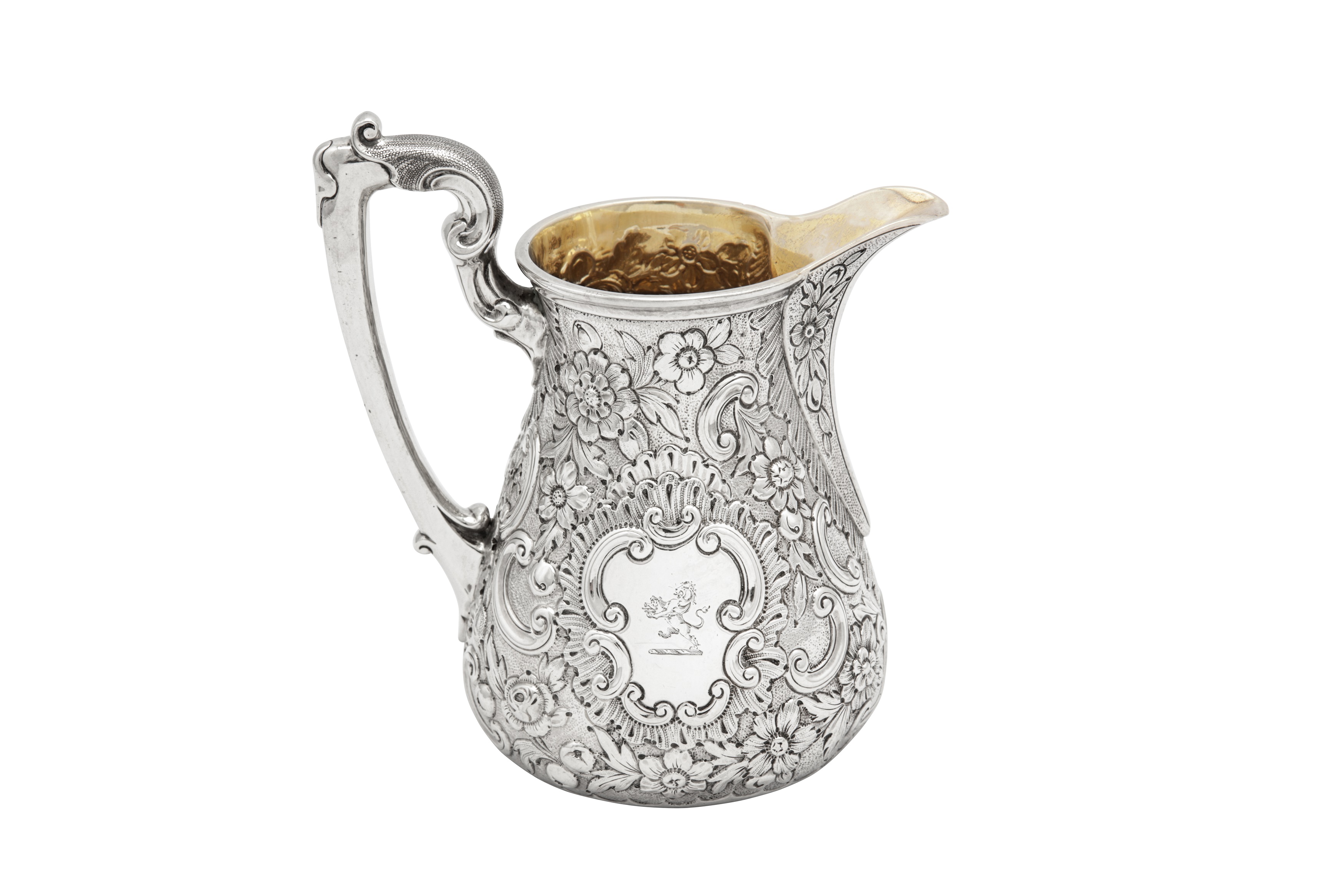 A Victorian sterling silver milk jug, London 1856 by Edward & John Barnard