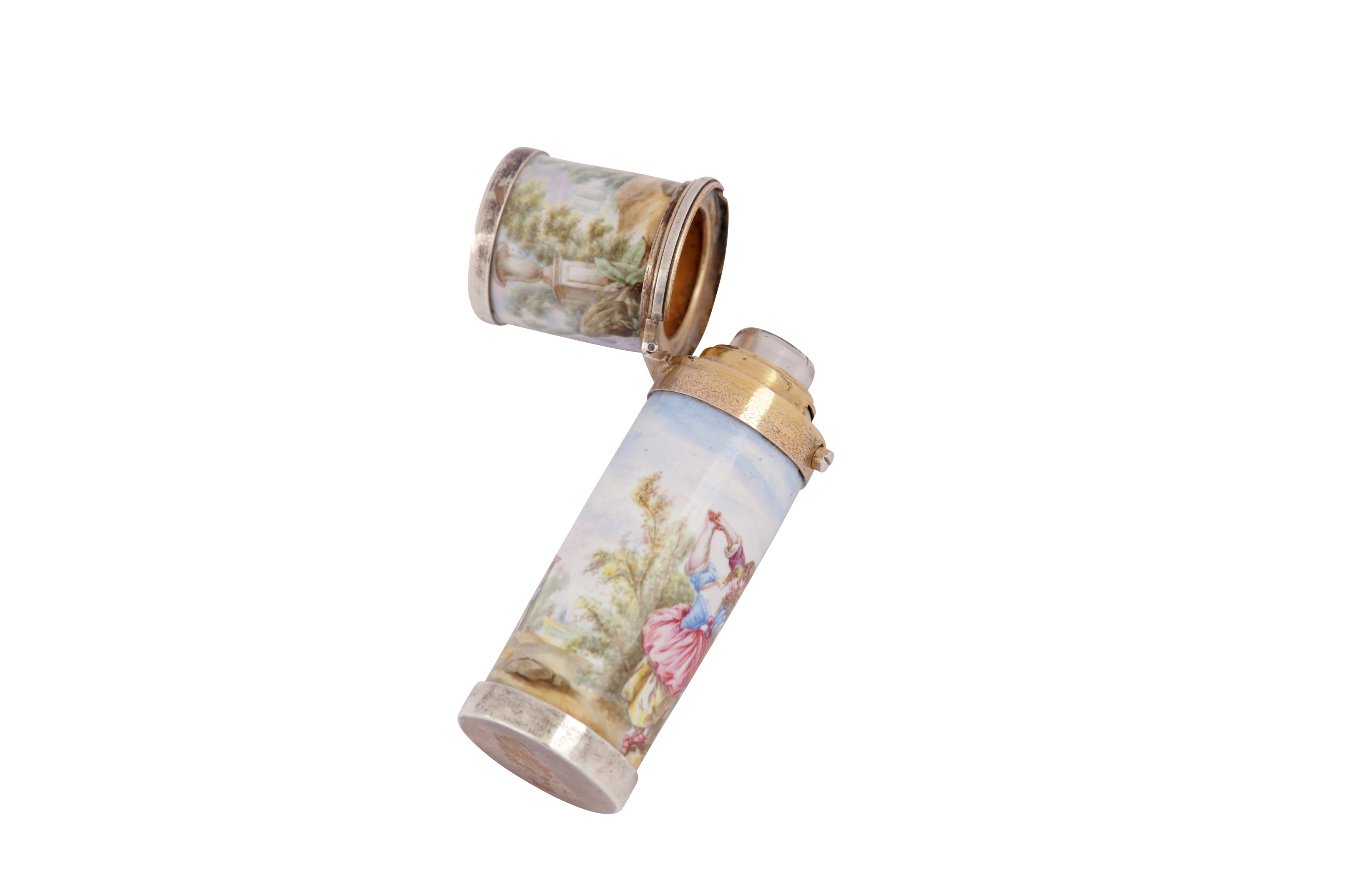 A late 19th century Austrian unmarked silver and enamel scent bottle, Vienna circa 1890 - Image 3 of 3