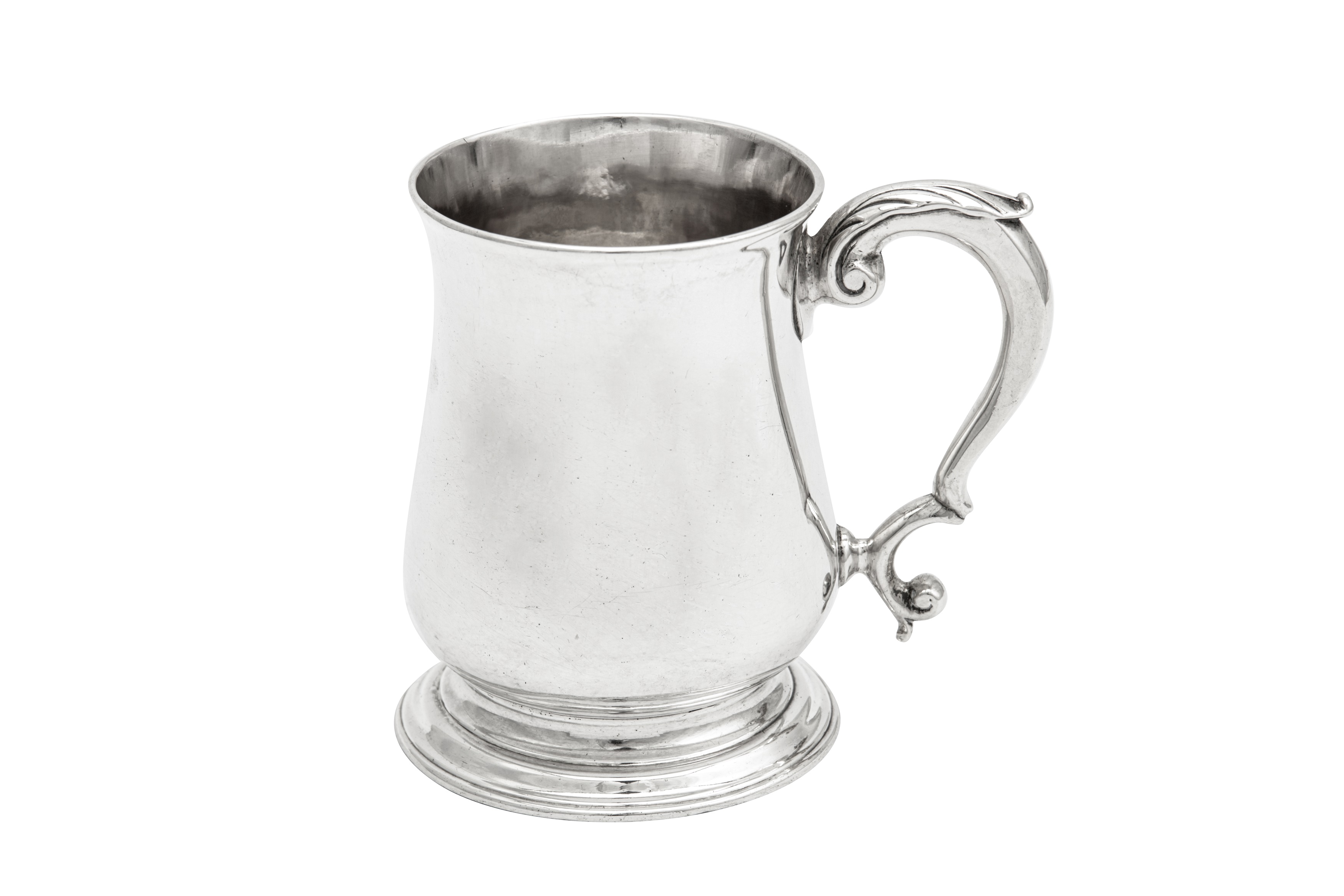 A George II sterling silver half pint mug, London 1753 by Richard Gurney and Thomas Cook (reg. 19th