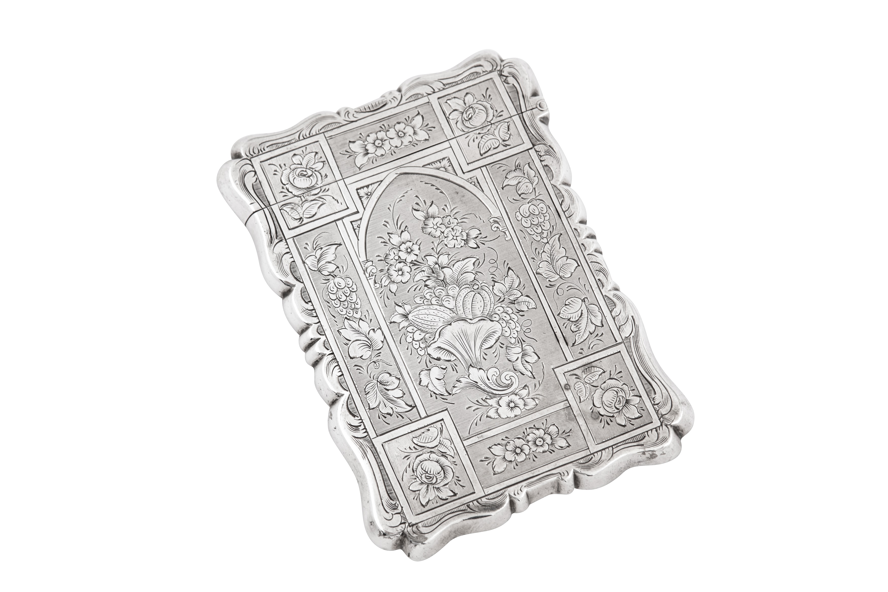 A Victorian sterling silver card case, Birmingham 1860 by Alfred Taylor