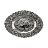 A heavy mid-20th century Thai silver charger or dish, Chiang Mai circa 1960