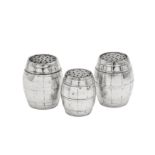 A late 19th century Indian Colonial silver novelty condiment set, Calcutta circa 1880 by Hamilton an