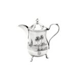 An early 20th century Iraqi silver and niello coffee pot, Omara or Basra circa 1920 signed Barakat