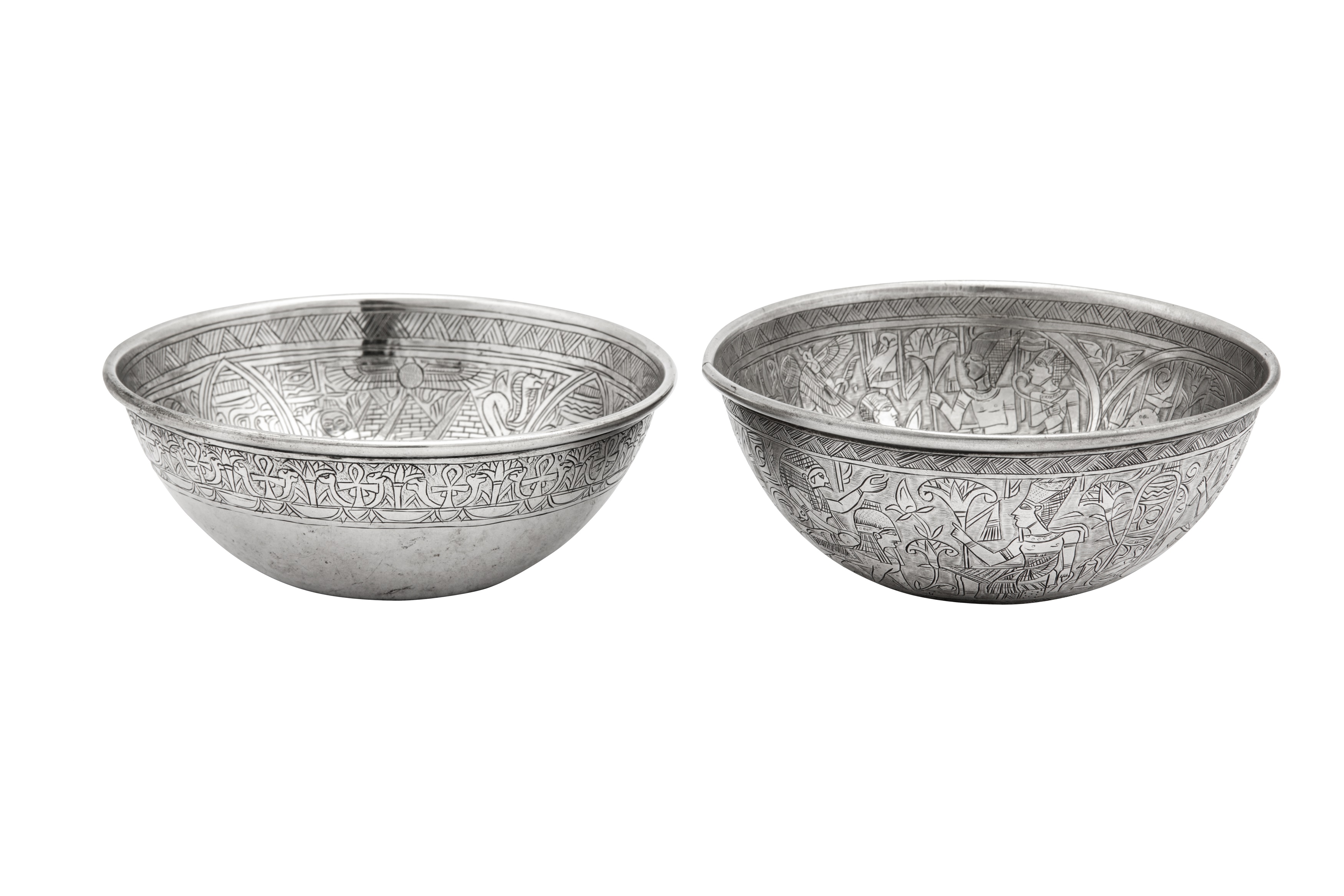 Two early 20th century Egyptian silver bowls, one marked for Cairo 1924