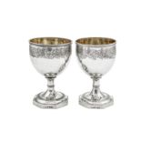 A pair of George III sterling silver goblets, London 1809 by Thomas Wallis II and Jonathan Hayne