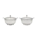 A pair of George V sterling silver vegetable tureens (légumier), London 1930 by Levi & Salaman