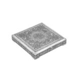 A mid-20th century Iranian (Persian) silver cigarette or confectionary box, Isfahan circa 1950 mark