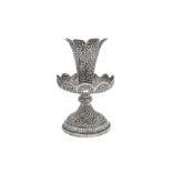 A late 19th century / early 20th century Anglo - Indian unmarked silver epergne centrepiece, Cutch c