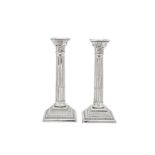 A pair of George V sterling silver candlesticks, Birmingham 1928 by S. Blackenese and Sons