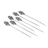 A set of six late 19th century Egyptian silver kebab skewers, probably Cairo circa 1880 by Karabet C