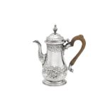 A George II provincial sterling silver bachelor coffee pot, Newcastle 1756 by William Partis