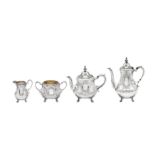 A Victorian sterling silver four-piece tea and coffee service, London 1847 by Daniel and Charles Hou