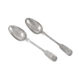 A pair of mid-19th century Indian Colonial silver tablespoons, Calcutta circa 1840 by Pittar and Co