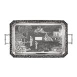 A late 19th century Chinese Export silver twin handled tray, Canton circa 1890 retailed by Wang Hing