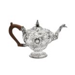 A George II sterling silver teapot, London 1759 by William Grundy