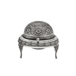 A mid-20th century Iranian (Persian) silver revolving ashtray, Isfahan circa 1950 probably the mark