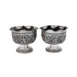 A pair of late 19th / early 20th century Anglo-Indian unmarked silver bowls, Madras circa 1900