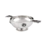 A George V Scottish sterling silver paste set quaich bowl, Glasgow 1932 by Harry Falconer & Joseph