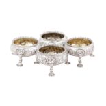 A set of four George II sterling silver salts, London 1745 by David Hennell