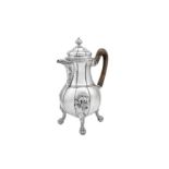 A large and rare mid-18th century Flemish (Belgian) silver coffee or chocolate pot, Ghent 1747-48 by