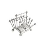 A Victorian silver plated (EPNS) folding toast rack, Birmingham post-1881, designed by Dr Christophe