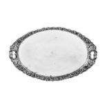 A late 19th century Egyptian unmarked silver twin handled tray, circa 1880