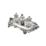 A Victorian sterling silver inkstand, London 1843 by Robert Hennell III