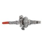 A William IV sterling silver and coral babies rattle, London 1832 by Charles Reily & George Storer