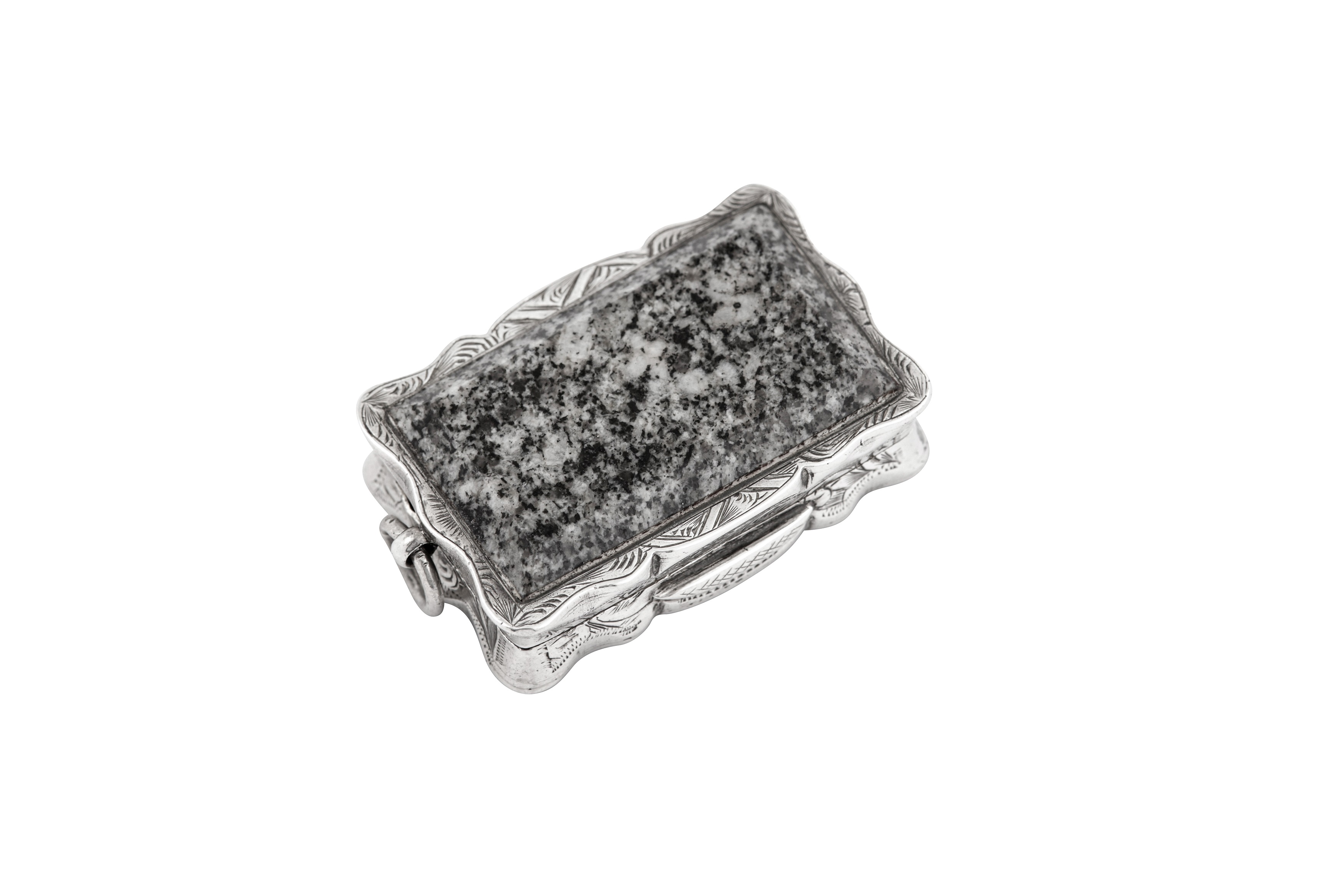 A Victorian sterling silver and granite vinaigrette, Birmingham 1875 by Hilliard and Thompson - Image 2 of 4