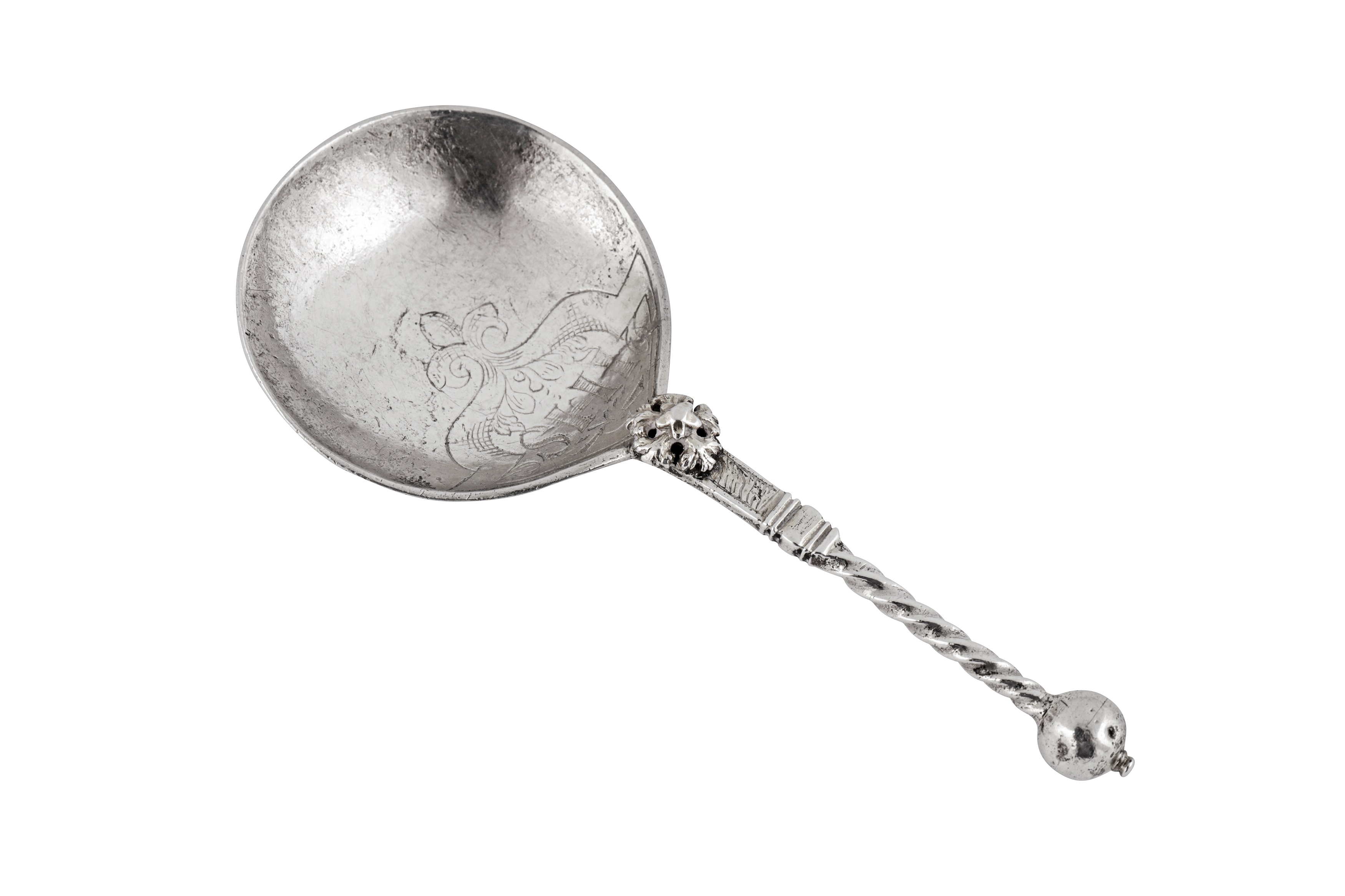 A late 16th / early 17th century Norwegian parcel gilt silver spoon, Bergen circa 1600 - Image 2 of 3