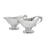 A pair of mid to late 20th century Danish sterling silver sauceboats, Copenhagen post-1945 by Georg