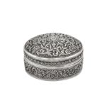 A late 19th century Anglo – Indian unmarked silver table snuff box, Cutch circa 1880