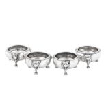 A matched set of four George II/III sterling silver salts, three London 1732 by John Pero (reg. 23rd