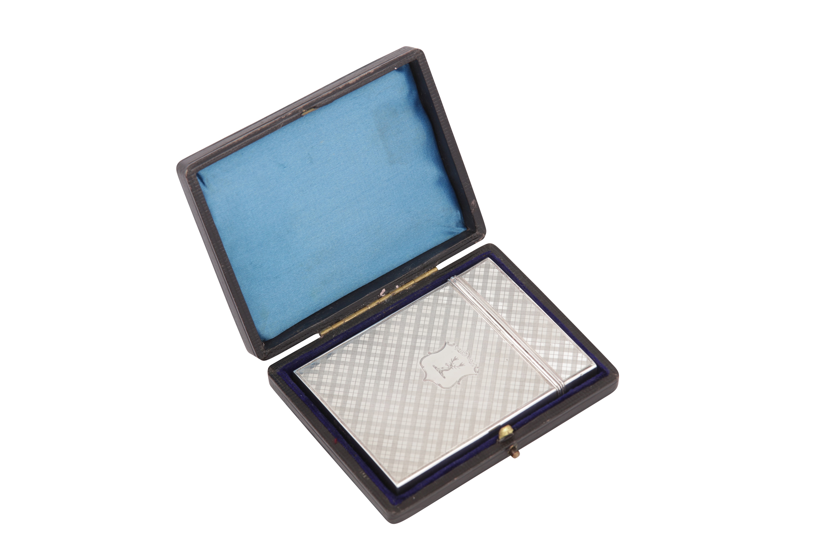 A cased early Victorian sterling silver card case, Birmingham 1838 by Nathaniel Mills