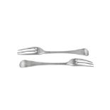 A pair of George II sterling silver table forks, London 1754 by Ebenezer Coker