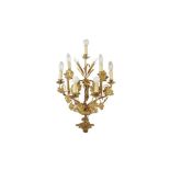 A FRENCH GILT METAL SEVEN LIGHT CANDELABRA, LATE 19TH CENTURY