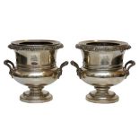 A PAIR OF GEORGE IV OLD SHEFFIELD SILVER PLATE WINE COOLERS, SHEFFIELD CIRCA 1820