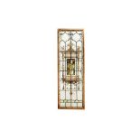 A RECTANGULAR STAINED AND LEADED GLASS WINDOW, LATE 19TH/EARLY 20TH CENTURY