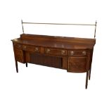 A REGENCY MAHOGANY AND SATINWOOD INLAID BOW FRONT SIDEBOARD