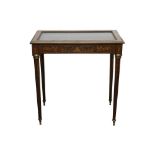 A FRENCH KINGWOOD AND MARQUETRY BIJOUTERIE TABLE